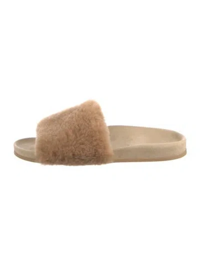 Pre-owned Jenni Kayne Shearling Slides In Brown