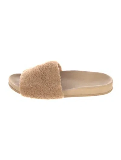 Pre-owned Jenni Kayne Shearling Slides In Brown