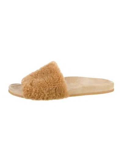 Pre-owned Jenni Kayne Shearling Slides In Neutral