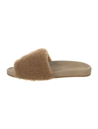 Pre-owned Jenni Kayne Shearling Slides In Neutral