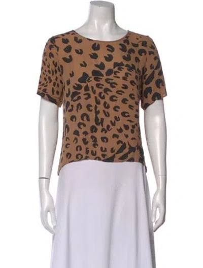 Pre-owned Jenni Kayne Silk Animal Print Top In Neutral