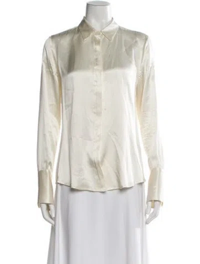 Pre-owned Jenni Kayne Silk Long Sleeve Blouse In Neutral