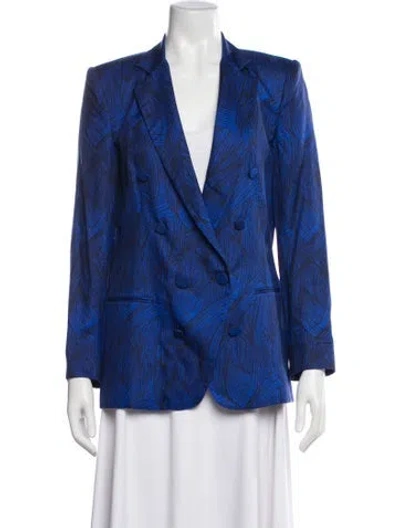Pre-owned Jenni Kayne Silk Patterned Blazer In Blue