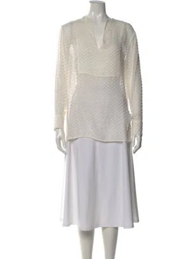 Pre-owned Jenni Kayne Silk Patterned Blouse In Neutral