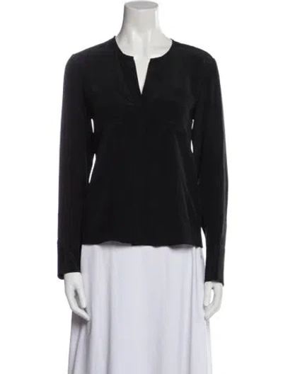 Pre-owned Jenni Kayne Silk V-neck Blouse In Black