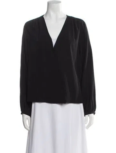 Pre-owned Jenni Kayne Silk V-neck Blouse In Gray