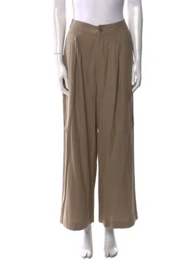 Pre-owned Jenni Kayne Silk Wide Leg Pants In Brown