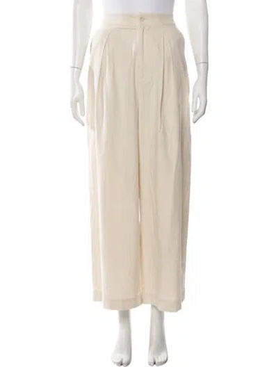 Pre-owned Jenni Kayne Silk Wide Leg Pants In Neutral