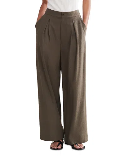 Jenni Kayne Silk Wide Leg Trousers In Dark Moss