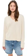 Jenni Kayne Simone V Neck Pullover Ivory In White