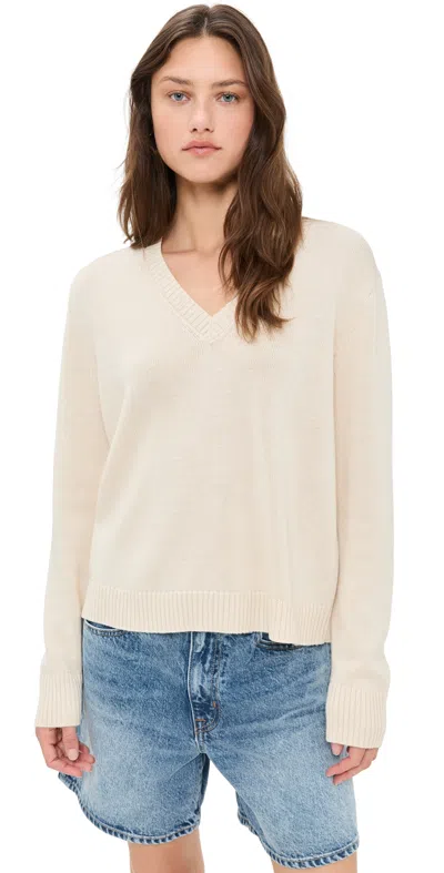 Jenni Kayne Simone V Neck Pullover Ivory In White