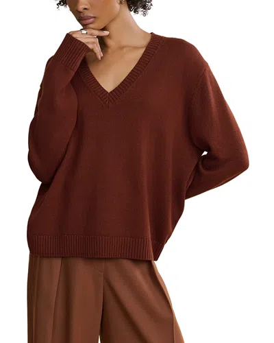 Jenni Kayne Simone V Neck Sweater In Brown