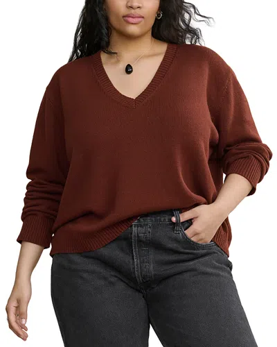 Jenni Kayne Simone V Neck Sweater In Brown