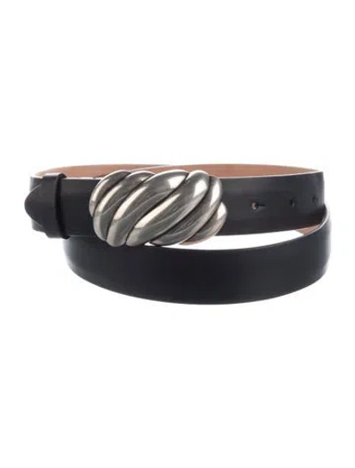 Pre-owned Jenni Kayne Skinny Leather Belt In Black