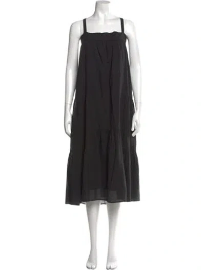 Pre-owned Jenni Kayne Square Neckline Midi Length Dress In Black