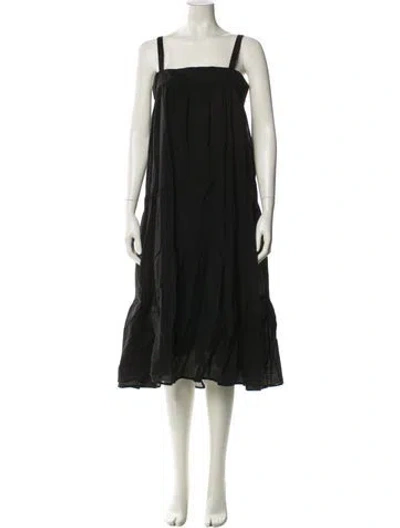 Pre-owned Jenni Kayne Square Neckline Midi Length Dress In Black
