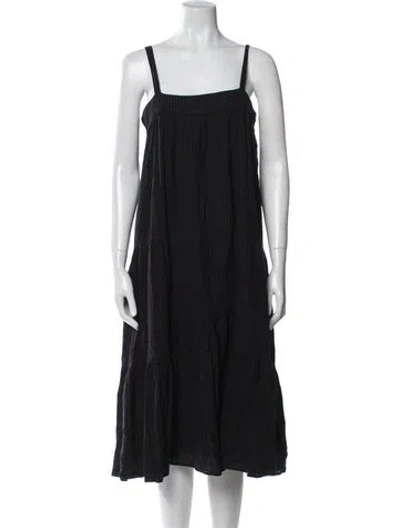 Pre-owned Jenni Kayne Square Neckline Midi Length Dress In Black