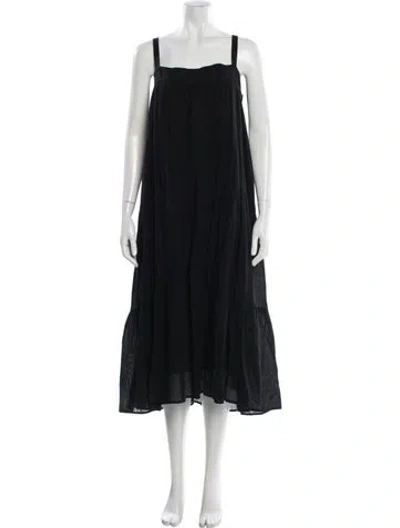 Pre-owned Jenni Kayne Square Neckline Midi Length Dress In Black