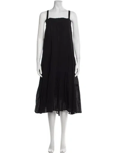 Pre-owned Jenni Kayne Square Neckline Midi Length Dress In Black