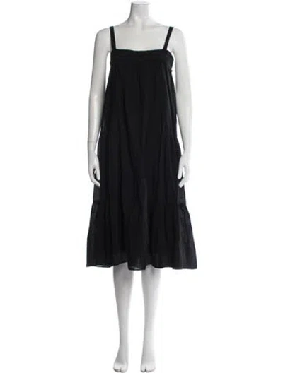 Pre-owned Jenni Kayne Square Neckline Midi Length Dress In Black