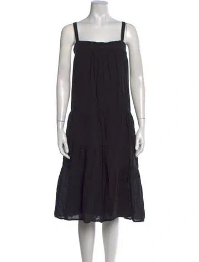 Pre-owned Jenni Kayne Square Neckline Midi Length Dress In Black