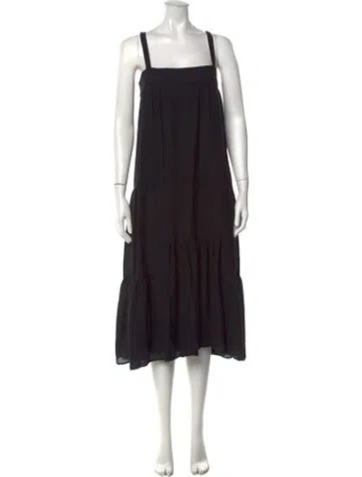 Pre-owned Jenni Kayne Square Neckline Midi Length Dress In Black