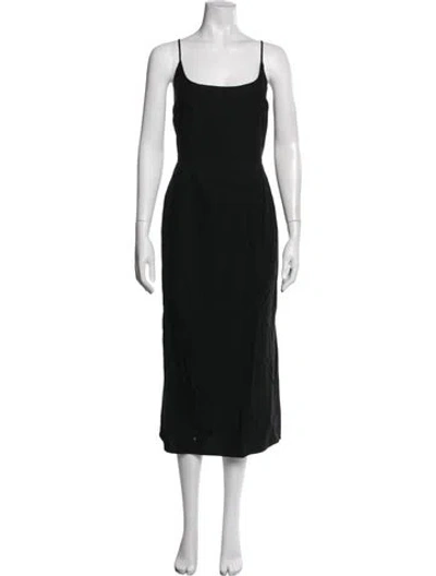 Pre-owned Jenni Kayne Square Neckline Midi Length Dress In Black/green