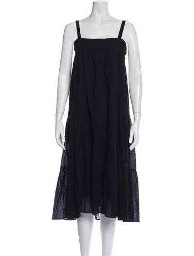 Pre-owned Jenni Kayne Square Neckline Midi Length Dress In Blue