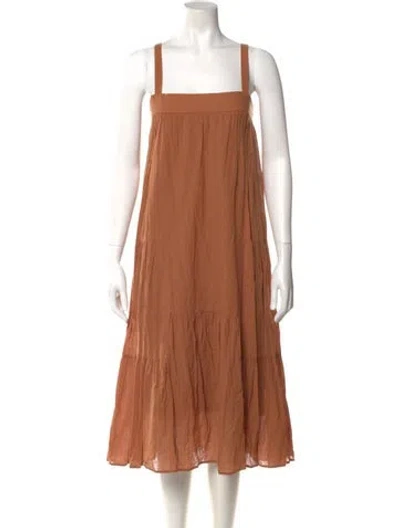Pre-owned Jenni Kayne Square Neckline Midi Length Dress In Brown