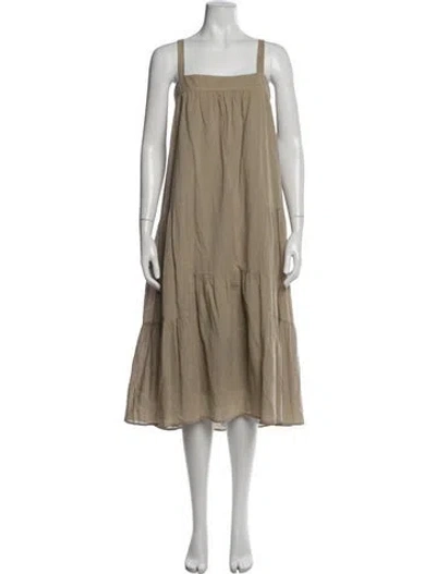 Pre-owned Jenni Kayne Square Neckline Midi Length Dress In Neutral