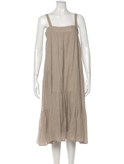 Pre-owned Jenni Kayne Square Neckline Midi Length Dress In Neutral
