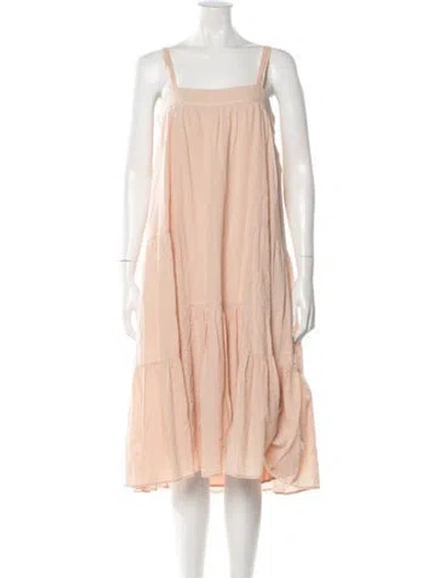 Pre-owned Jenni Kayne Square Neckline Midi Length Dress In Pink
