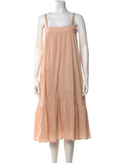 Pre-owned Jenni Kayne Square Neckline Midi Length Dress In Pink