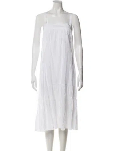 Pre-owned Jenni Kayne Square Neckline Midi Length Dress In White