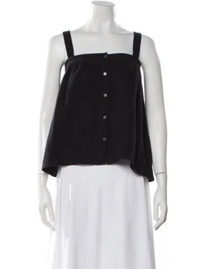 Pre-owned Jenni Kayne Square Neckline Sleeveless Crop Top In Black