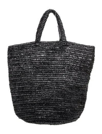 Pre-owned Jenni Kayne Straw Tote In Black