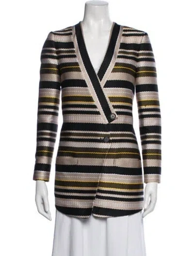 Pre-owned Jenni Kayne Striped Coat In Black