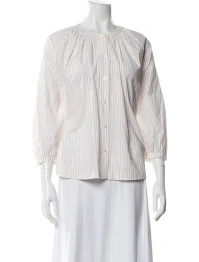 Pre-owned Jenni Kayne Striped Crew Neck Blouse In Neutral