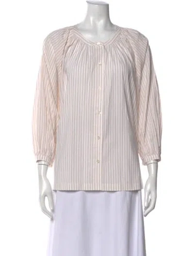 Pre-owned Jenni Kayne Striped Crew Neck Blouse In Neutral