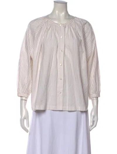 Pre-owned Jenni Kayne Striped Crew Neck Blouse In Neutral