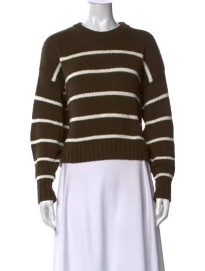 Pre-owned Jenni Kayne Striped Crew Neck Sweater In Green