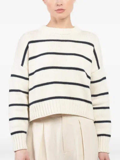 Jenni Kayne Striped Crew-neck Sweater In White