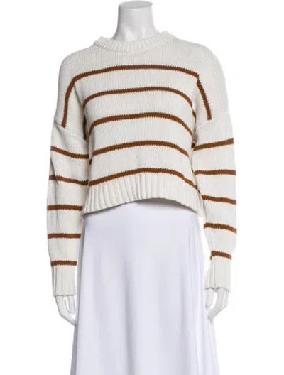 Pre-owned Jenni Kayne Striped Crew Neck Sweater In White