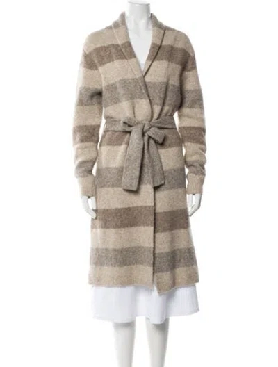Pre-owned Jenni Kayne Striped Fur Coat In Brown
