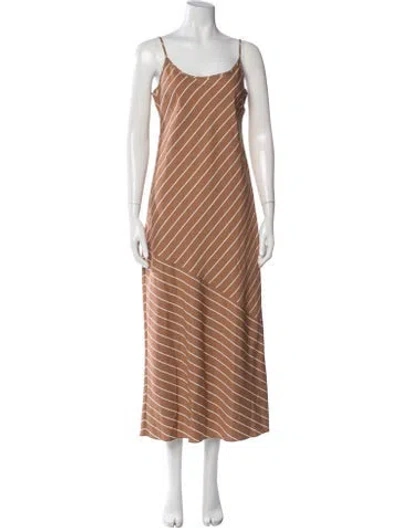 Pre-owned Jenni Kayne Striped Long Dress In Brown