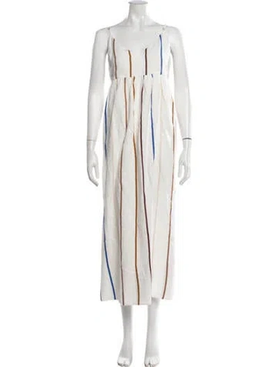 Pre-owned Jenni Kayne Striped Long Dress In White