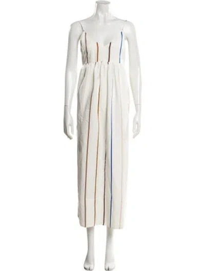 Pre-owned Jenni Kayne Striped Midi Length Dress In Neutral