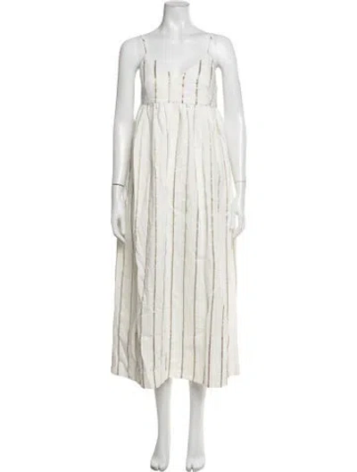 Pre-owned Jenni Kayne Striped Midi Length Dress In Neutrals