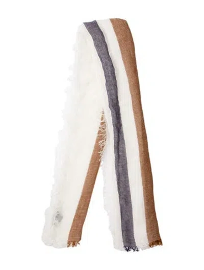 Pre-owned Jenni Kayne Striped Scarf In White