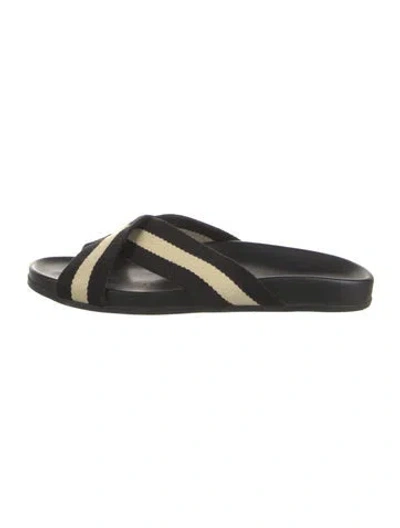 Pre-owned Jenni Kayne Striped Slides In Black/neutrals